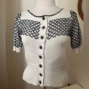 Anthropology Moth Mermaid Lore short sleeve cardigan sweater